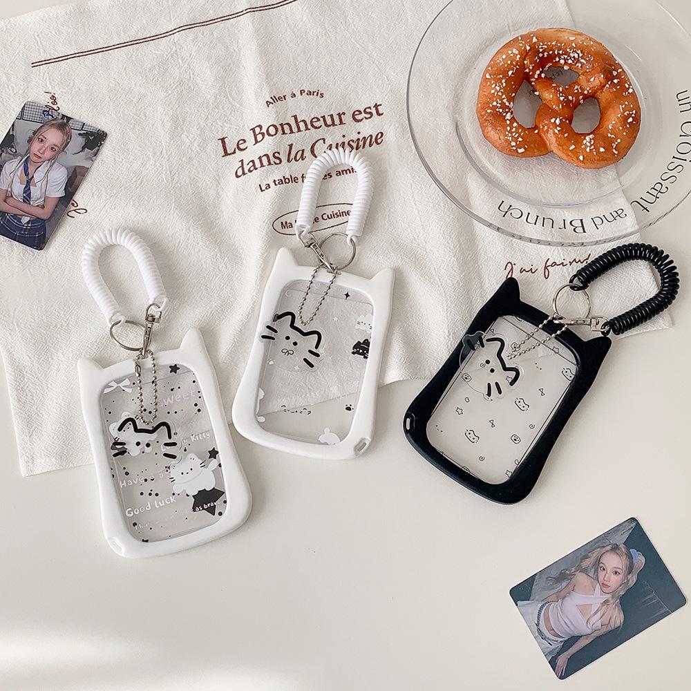 Cartoon Alien Kitten ID Card Holder - Decorative & Protective Sleeve with Star Chaser Pendant for Students