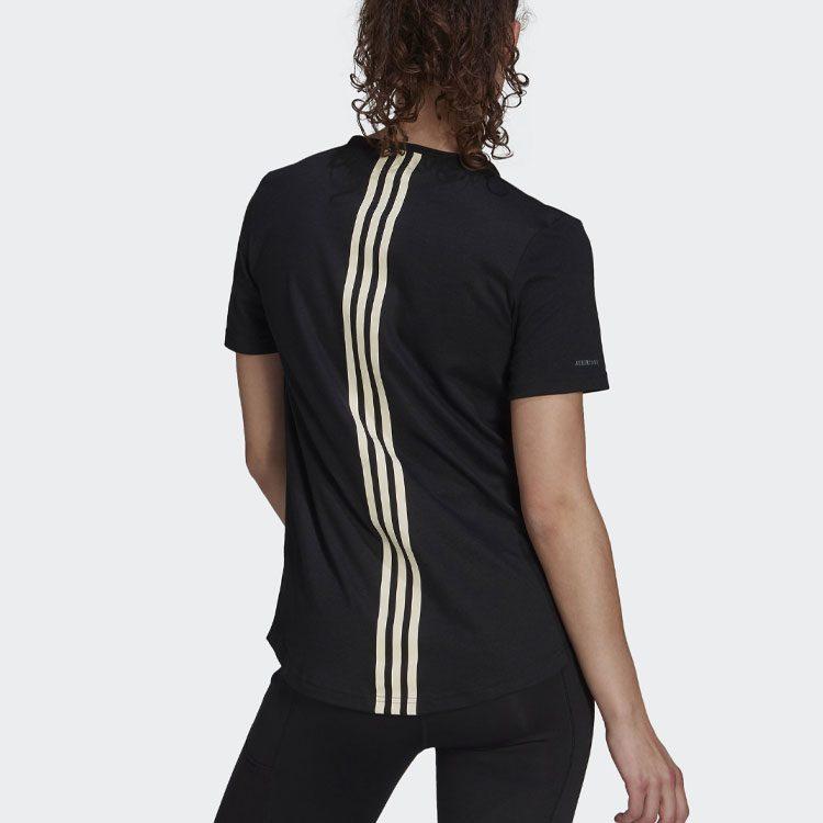 adidas T Shirts Women's Black Crew Neck Moderate Straight Fit GN4970