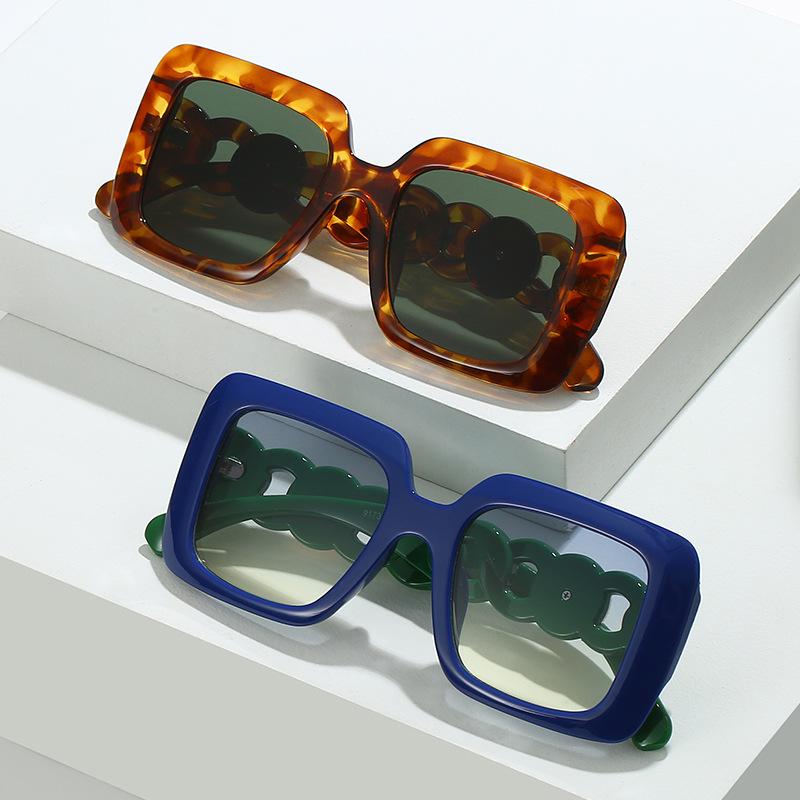 Square Large Frame With Metal Sunshades, Sun Protection, Personalized Sunglasses, Women'S Sunglasses.