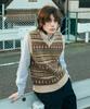 UNIFORM BRIDGE Fair Isle Knit Vest Beige
