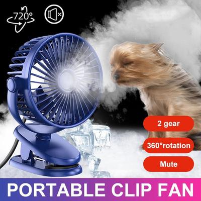 3 Farben USB Mini 720 Grad Clip-Ventilator, USB-Aufladung, kleiner Ventilator, tragbar, leise, für Schlafzimmer, Büro, Schreibtisch, hoher Wind, zwei Geschwindigkeiten, verstellbar, Sommer-Artefakt