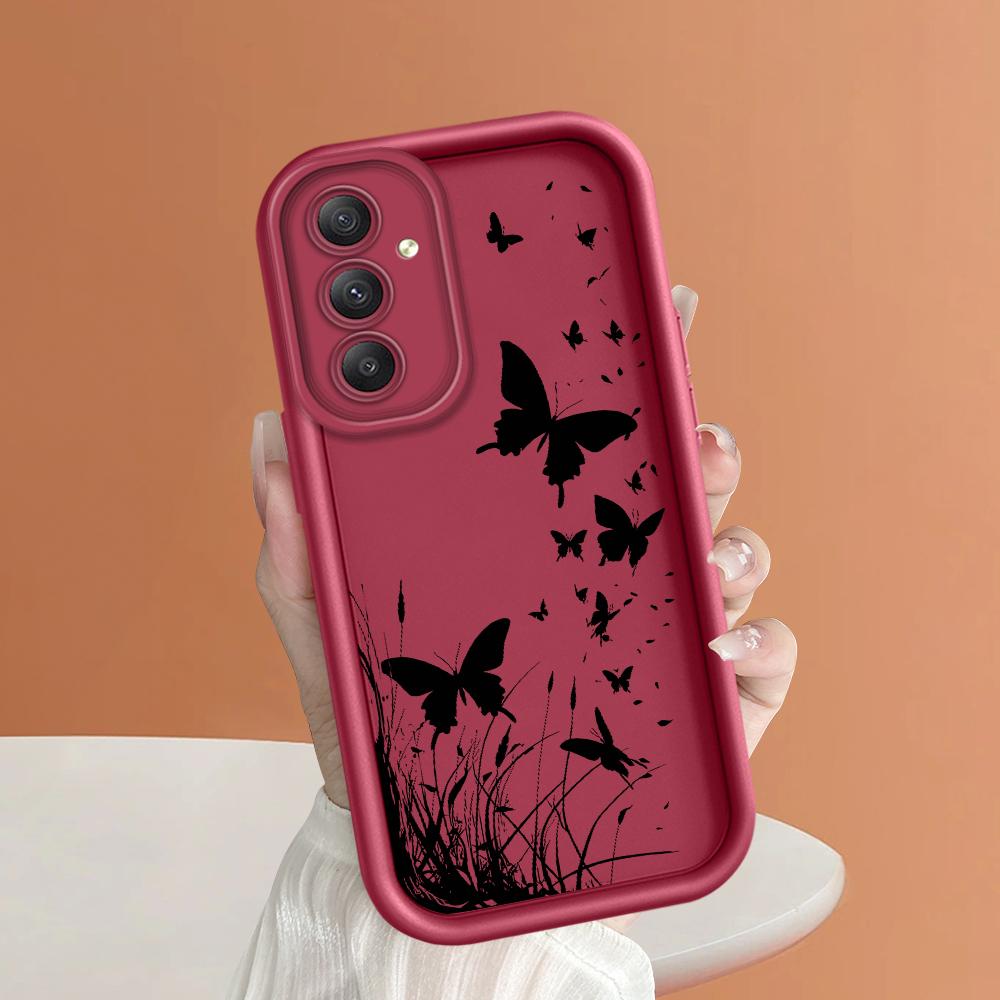 

Мягкий силиконовый квадратный чехол с рисунком лестницы для телефона, полное покрытие, противоударный защитный резиновый чехол для камеры для Samsung Samsung A13 5G темно-красного