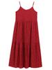 Retro Floral Red Suspender Dress Women's Summer New Waist A Word Thin French Temperament Long Dress