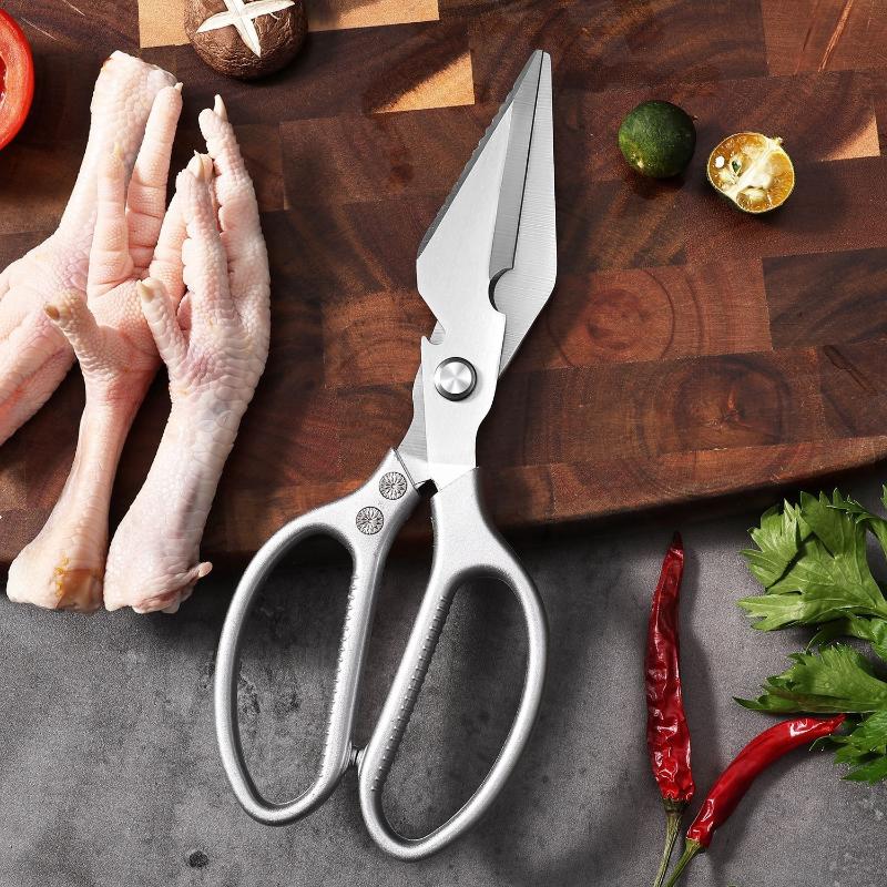 Kitchen Scissors Heavy Duty Thickened Sharp Steel Blades Nonslip Handle 1Pcs for Poultry Bone Fish Seafood Cutting Use
