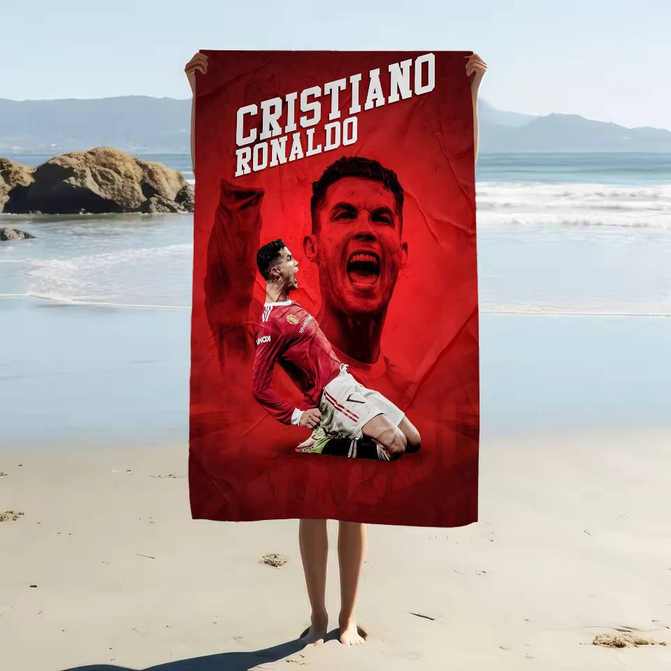 1 szt. R-Ronaldo Piłka Nożna Ręcznik Plażowy Szybkoschnący Bez Piasku Miękki Mikrofibra Ręcznik Kąpielowy dla Fanów Piłki Nożnej Basen Podróż Wakacje
