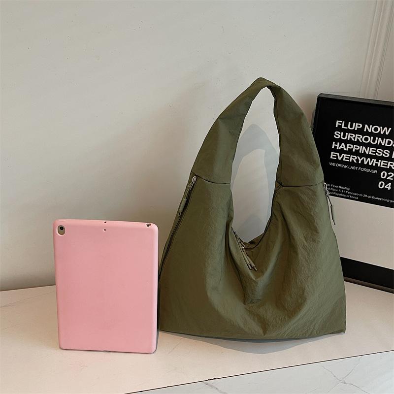 Japan and Korea Lazy Wind Washed Canvas Bag Large Capacity Shoulder Handbag Literary Youth Solid Color Commuter Cloth Bag