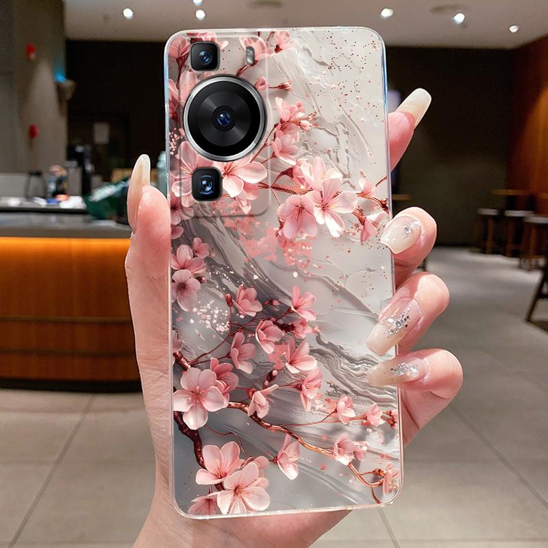 Für Huawei P60 Pro 2023 p60pro Hülle Cover Luxus Mode Schmetterling Blumen Transparent Weiches TPU Fundas Für Huawei P 60 P60 Pro Hülle