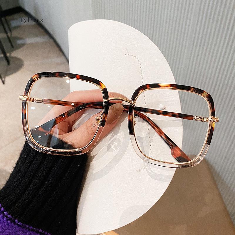 New Vintage Large Square Eyeglasses Anti-blue Light Glasses Frame Blocking Blue-ray Oversized Spectacles Frames Male Female