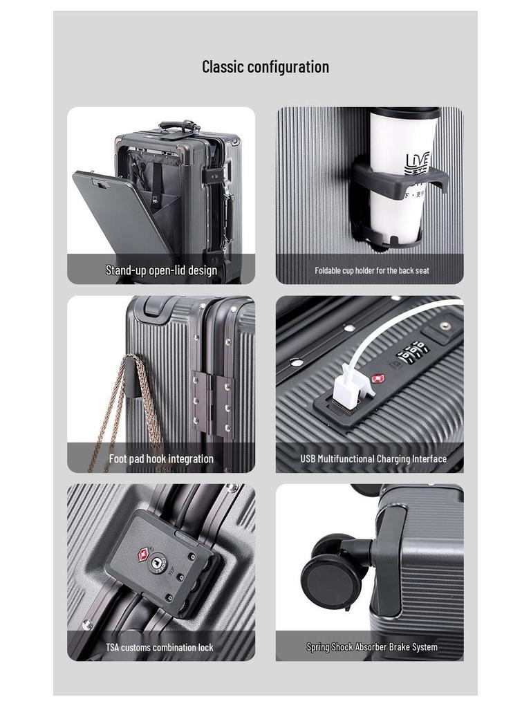 Drop-Resistant 24" Front-Opening Suitcase Set with Lock (20" Carry-On Included)