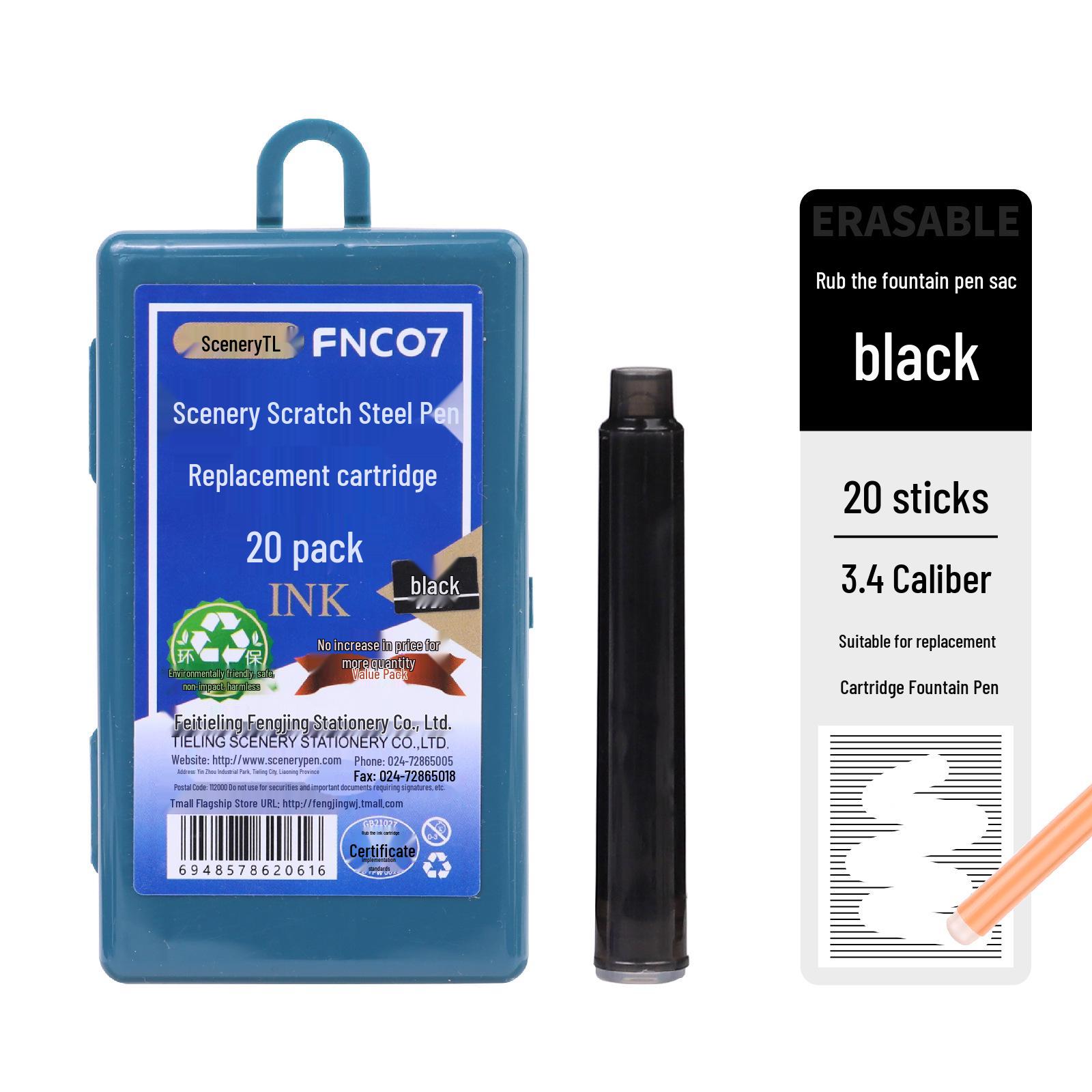 

Scenery Erasable Fountain Pen Thermosensitive Ink Cartridges, 20-Pack 20-piece Box