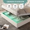 (Old SKU:W1880S00074) Bed Frame, Long Headboard, Velvet Material, USB Ports, Desk Lamp, Hydraulic System, Storage Underneath, 160 x 200 cm, Beige