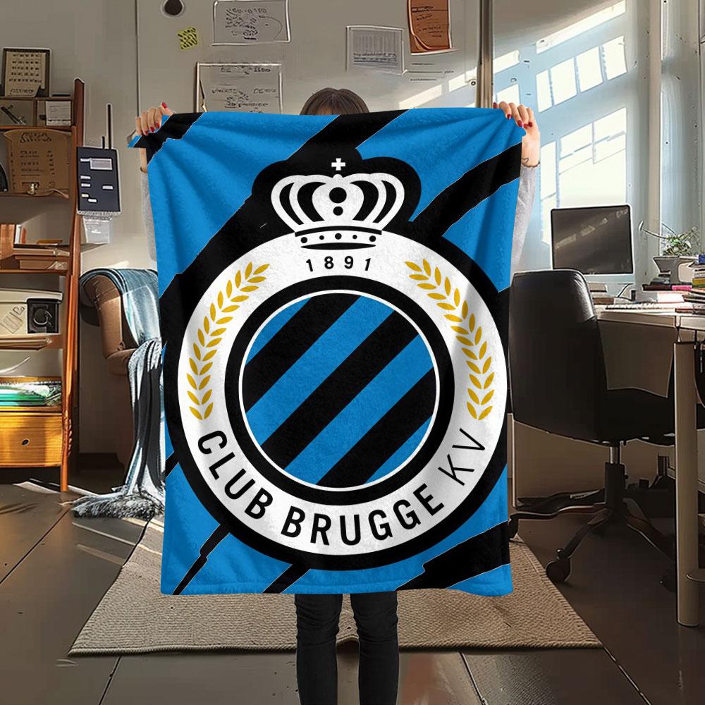 1PC Club Brugge KV Patterned Flannel Blanket Suitable For All Seasons for Home Decor Warmth and Comfort Gifts Holiday Present