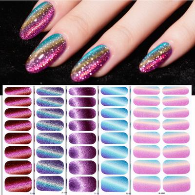 Gradient Eye Stickers, 16-Piece Set Self-Adhesive Glitter False Nail Decals