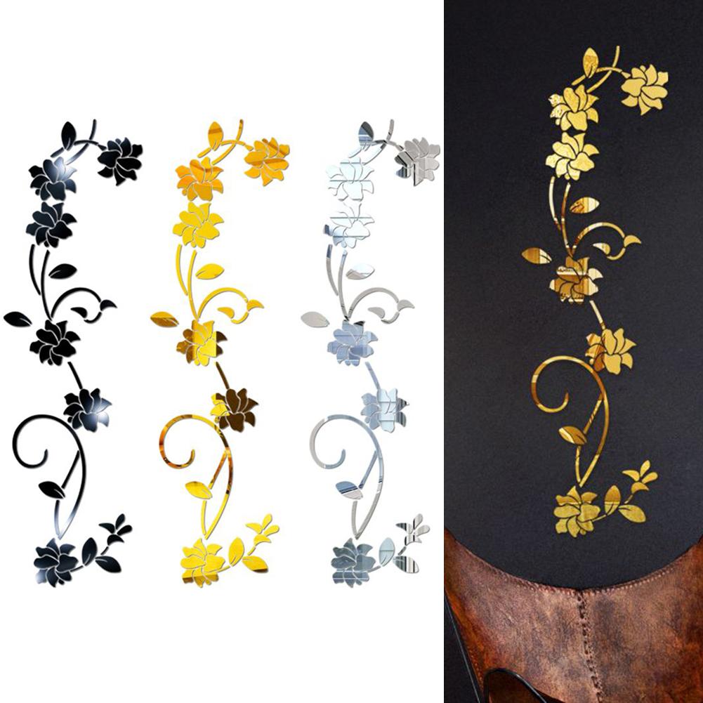 Acrylic Wall Sticker Flower Stickers Sofa Setting Wall Wall Sticker 3D Rattan For Wall Door Living Room Silver