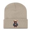 European and American New Autumn and Winter Hats, Women's Bear Printed Knitted Hats, Sleeves, Outdoor Warm Wool Hats, Men