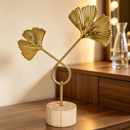 Long-lasting Color Decoration Golden Ginkgo Leaf Statue, Anti-Rust Anti-Oxidation Decorative Art Iron Anti-oxidation Treated Decor Sculpture