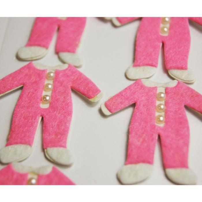 8 Autocollants 3D - Pyjamas Roses - Baby Shower
