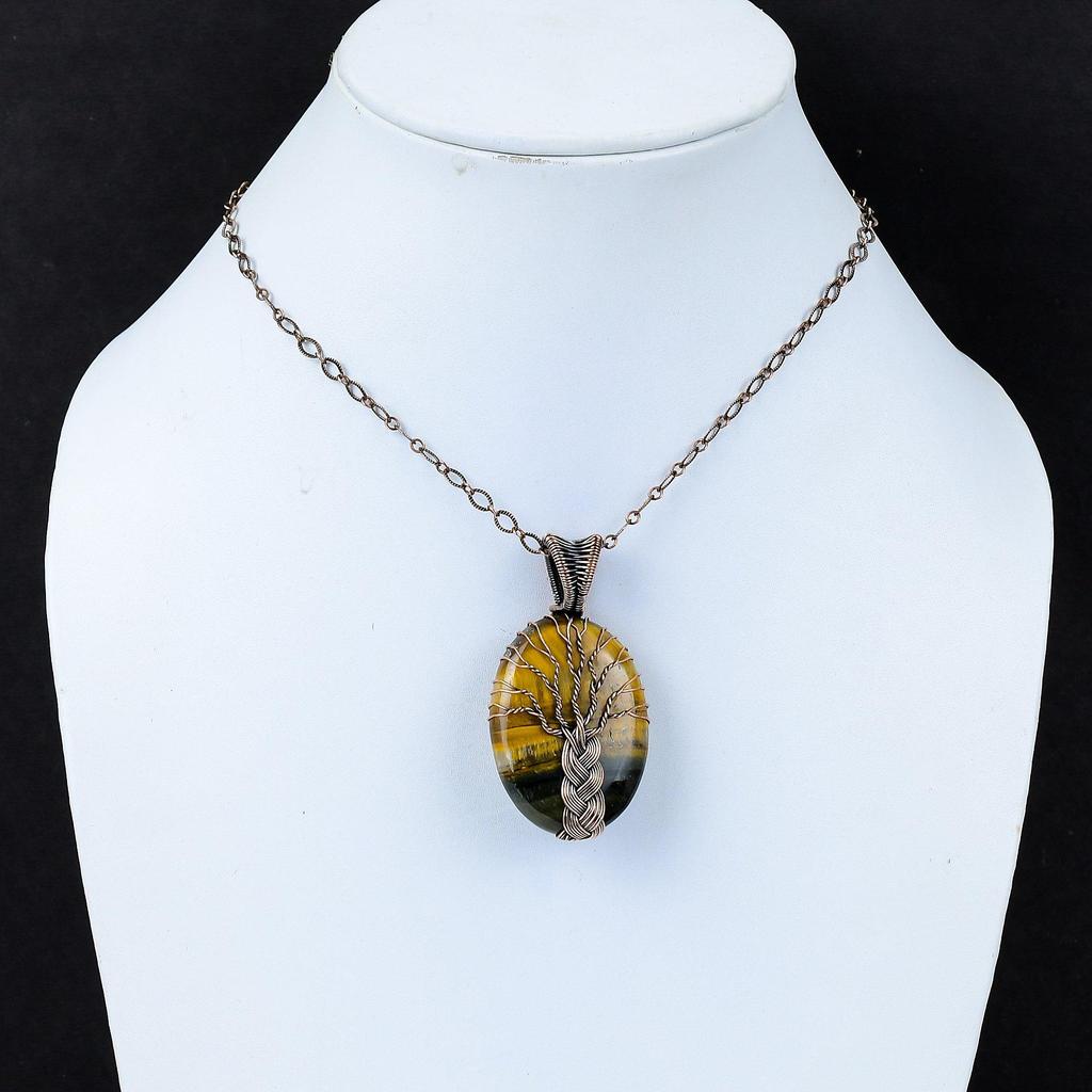 Baum des Lebens Bumblebee Jaspis Edelstein Reiner Kupferdraht Wicklung Handgefertigter Schmuck Anhänger