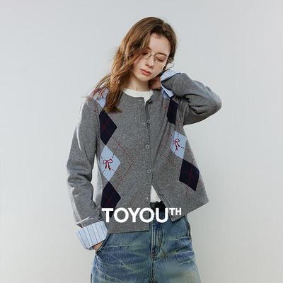 Retro-Strickjacke mit Argyle-Jacquardmuster