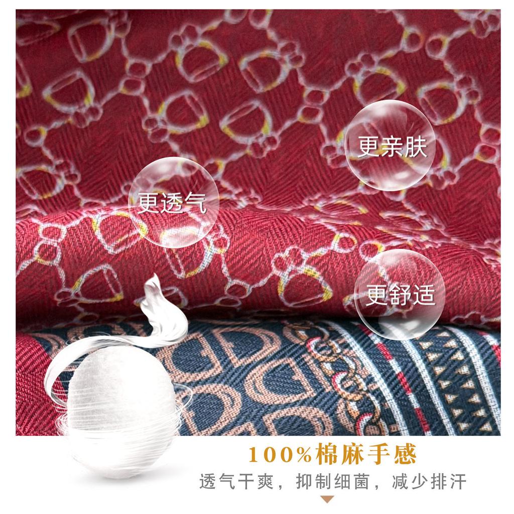 Spring and Autumn New Red Horse Buckle Double-sided Heterochrome 71 Cotton and Linen Large Square Scarf Silk Scarf Women's Scarf Mother's Neck Shawl