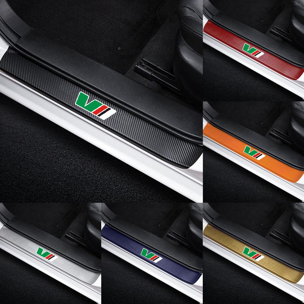 AEA1 4Pcs Car Door Sills Stickers Auto Door Threshold Guard Accessories For Skoda Octavia Kamiq Kodiaq Superb Rapid Karoq Yeti Fabia