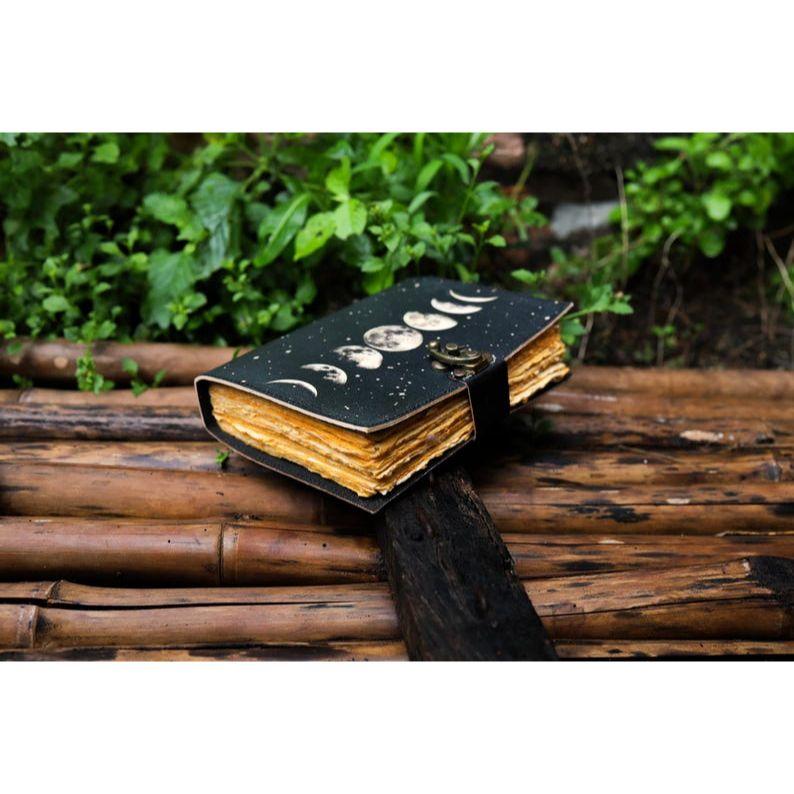 Sun and Moon Handmade Deckle Paper Journal for Men and Women7/5 grimoire Spell notebook for traveling sketchbook poetry book