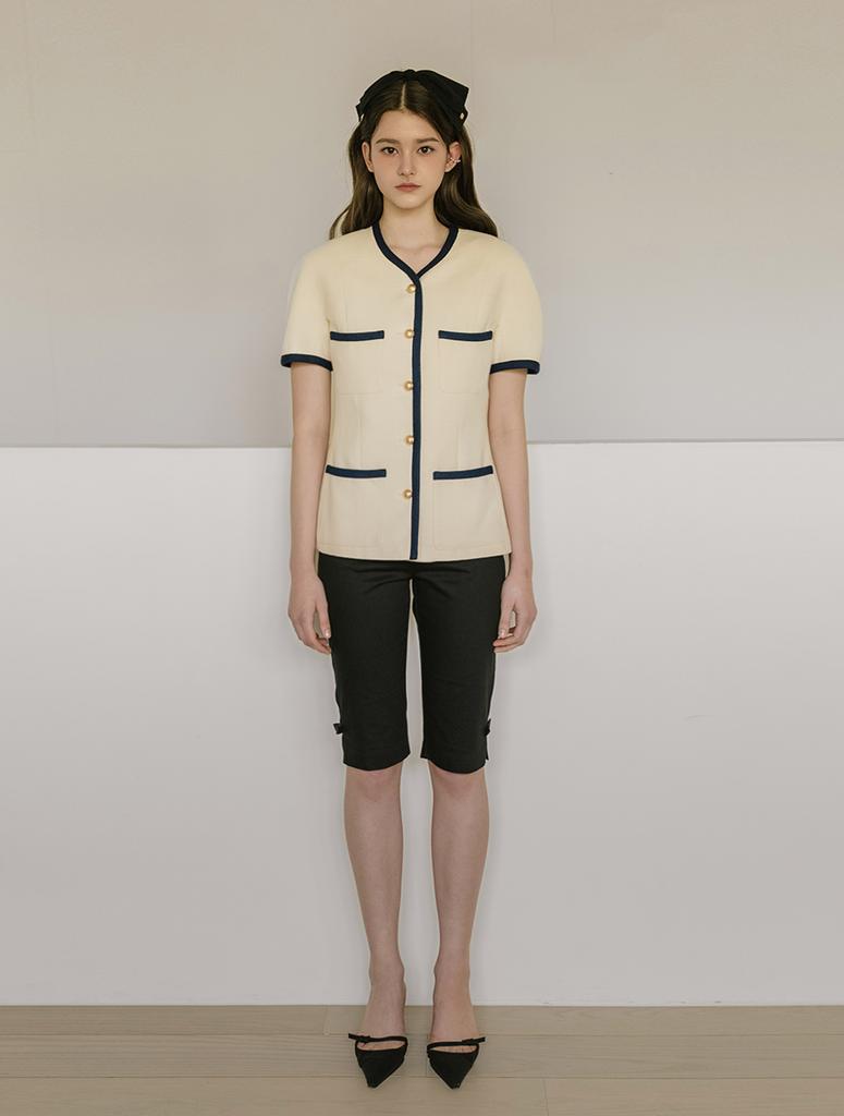 LAUTREDE MIN Bermuda Ribbon Black Pants