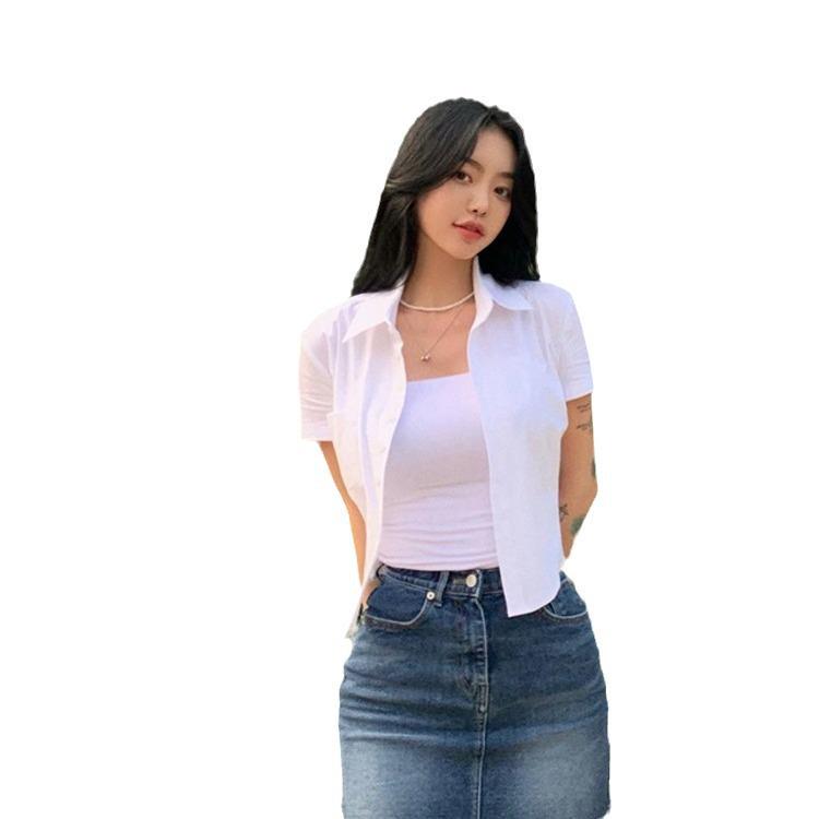 Pure Desire Slim Fit White Shirt: Sexy, Waist-Cinched, Short Summer Top for Women 2025