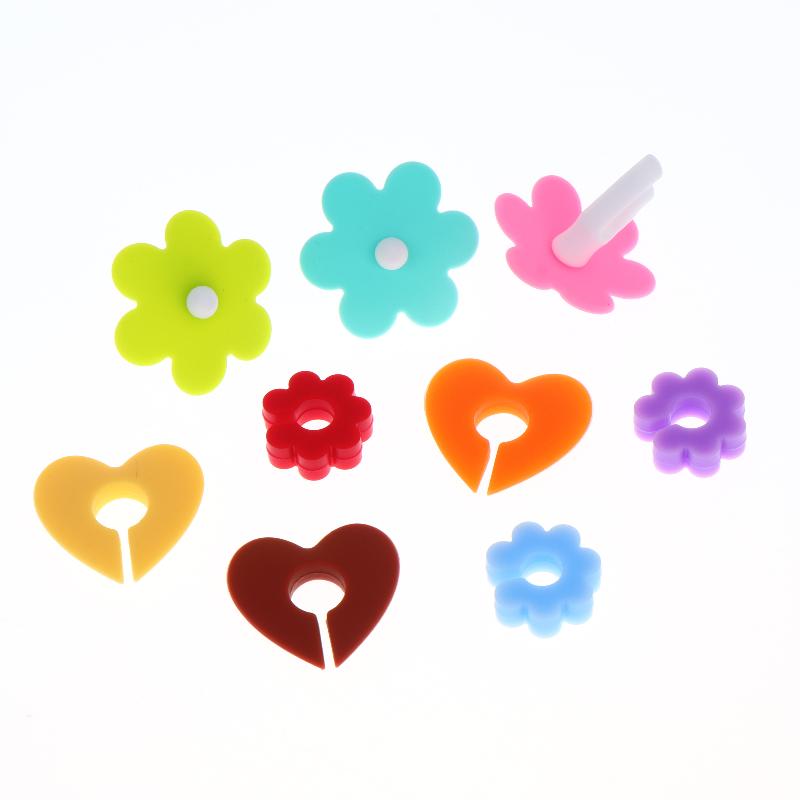 12Pcs Heart Flowers Silicone Wine Glass Markers Juice Champagne Cup Goblet Label Mug Tag Bar Wedding Identification Party Tools