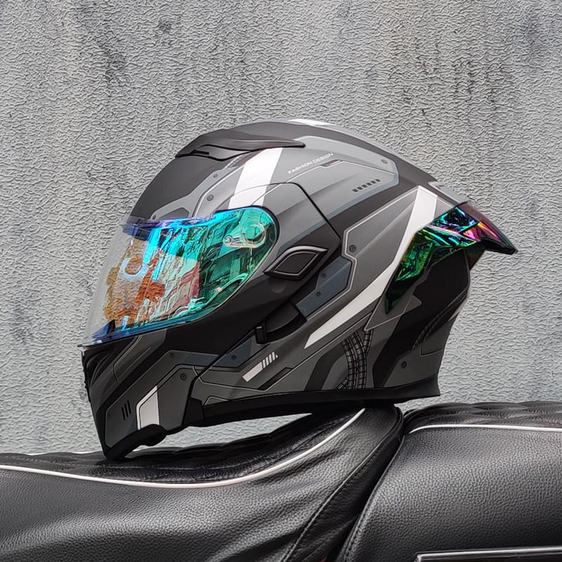 E5GOrz Flip-up Motorcycle Helmet for Men & Women – Full Face, All-Season with Bluetooth Slot, Big Tail Wing, 3C Certified