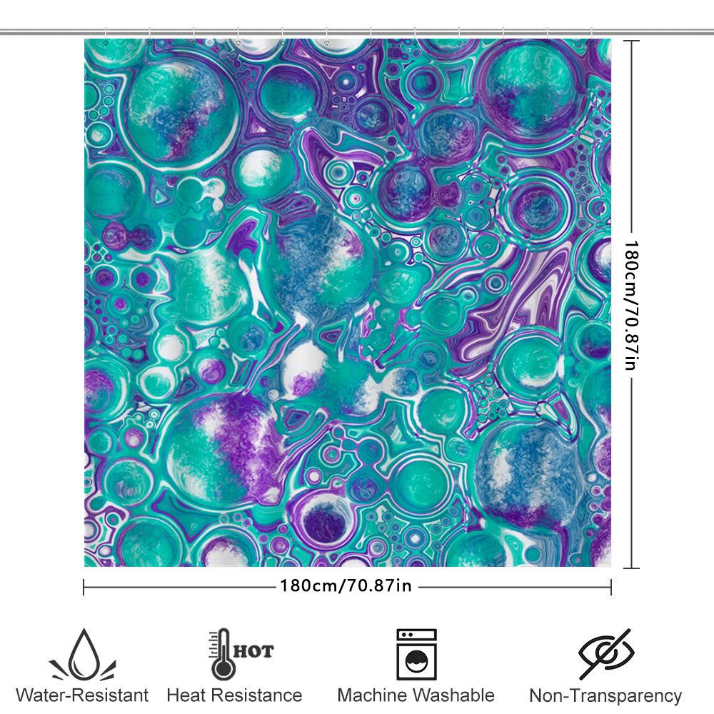 Luxury Marble Shower Curtain Bath Decoration Set Waterproof Fabric Print Design For Bathroom Decor In Blue Purple Colors (One Si