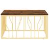  Coffee Table, Gold, Stainless Steel and Solid Reclaimed Wood