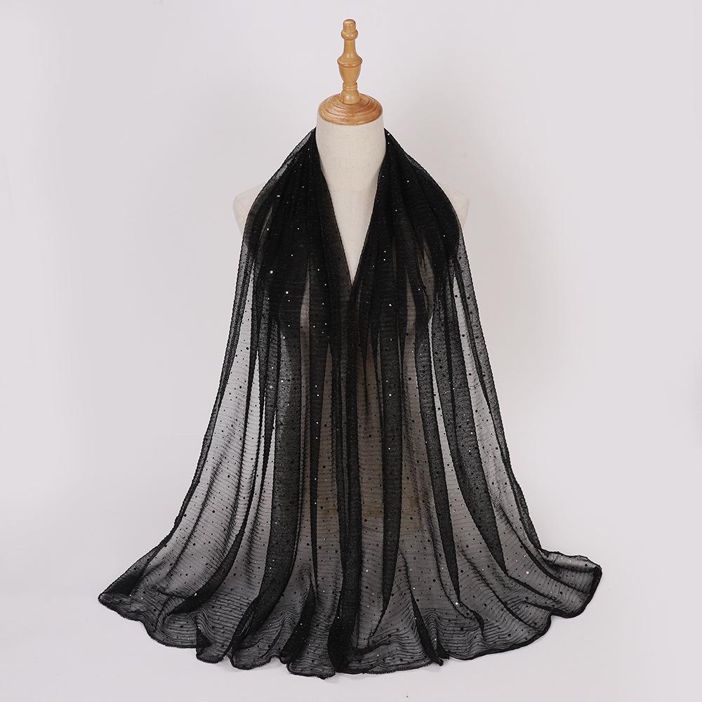 Neuer Stil Kopftuch Euro-Amerikanischer Trend Pailletten Schal Hijab Herbst Pashmina Seidenschal
