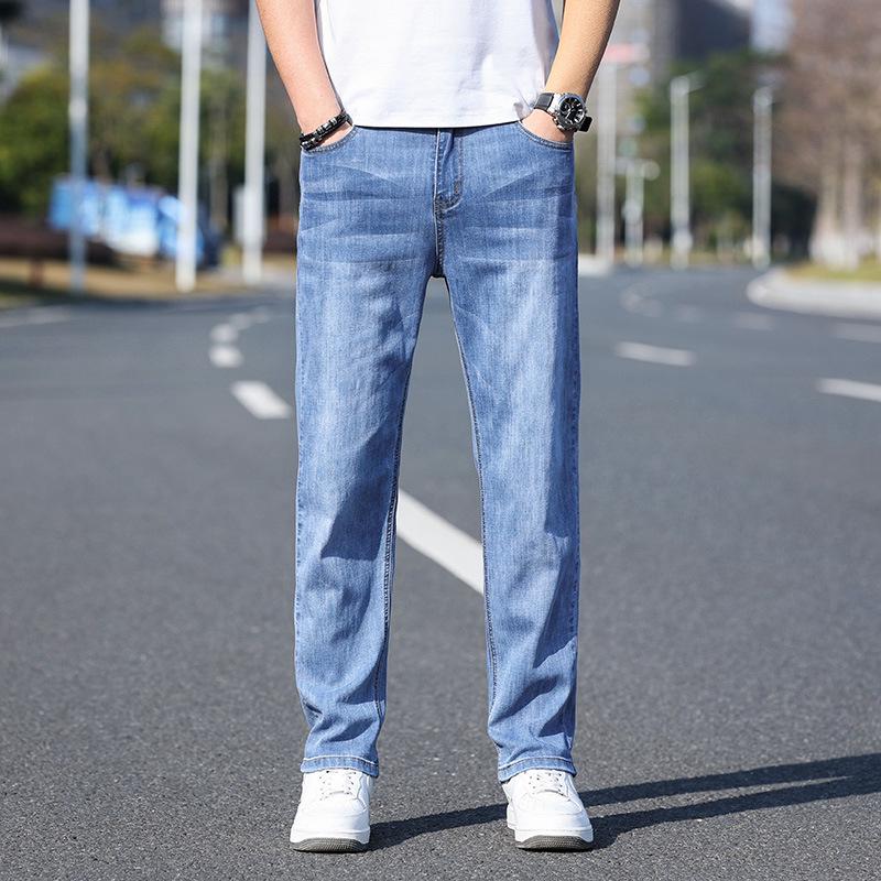 Men's Elastic Straight-Leg Jeans: Plus Velvet, Business Casual, Versatile for Autumn/Winter