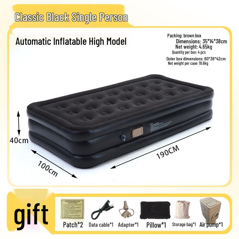 Xiyin Automatic Inflatable Camping Mat with Built-in Pump, Flocking Surface, Headboard, and Extra-Thick Design