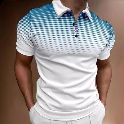 Kurzarm Knopf Farbverlauf Herren Sportlich Lässig Business Poloshirt Top Herrenbekleidung Geschenk für Sommer Herbst