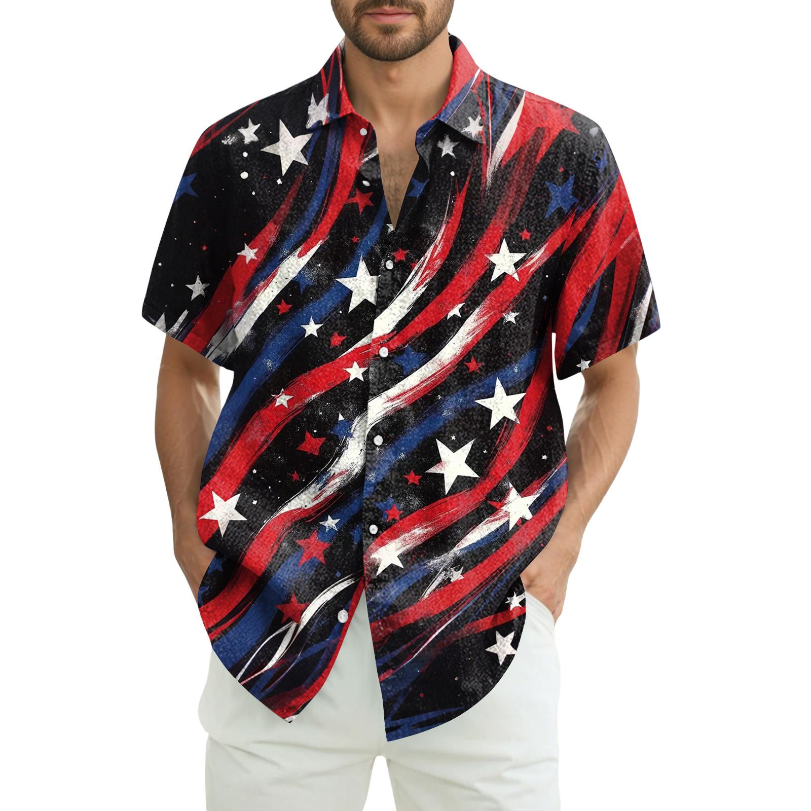 Men s Casual Short-Sleeve Collared Shirt M