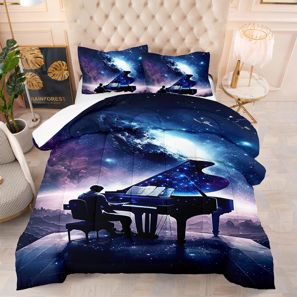 Starry Night Series Astronauts Theme Home Comforter Quilted Blanket Goose Down Duvet Quilt Cover King Queen 3D Blanket Size Twin