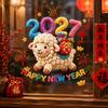 2D Flat Print Happy New Year Window Stickers Large Size 5D Window Glass Decor  Room