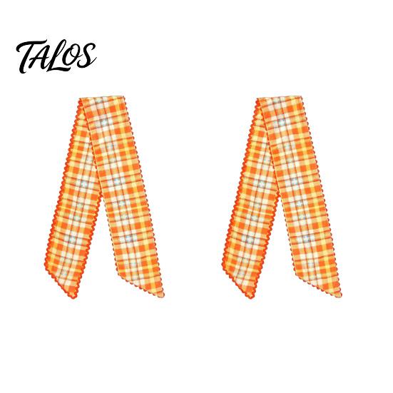 Decorative Door Bow Fall Scalloped Wreath Sash for Front Door, 55 Inch Plaid Gingham Autumn Ribbon Thanksgiving Harvest Yard Porch Doorway Indoor