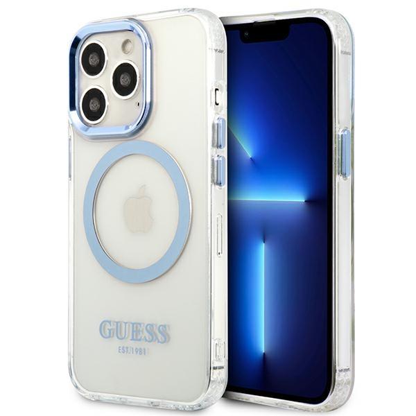 Guess Guhmp13Lhtrmb Iphone 13 Pro / 13 6,1 Niebieski/Blue Hard Case Metal Outline Magsafe
