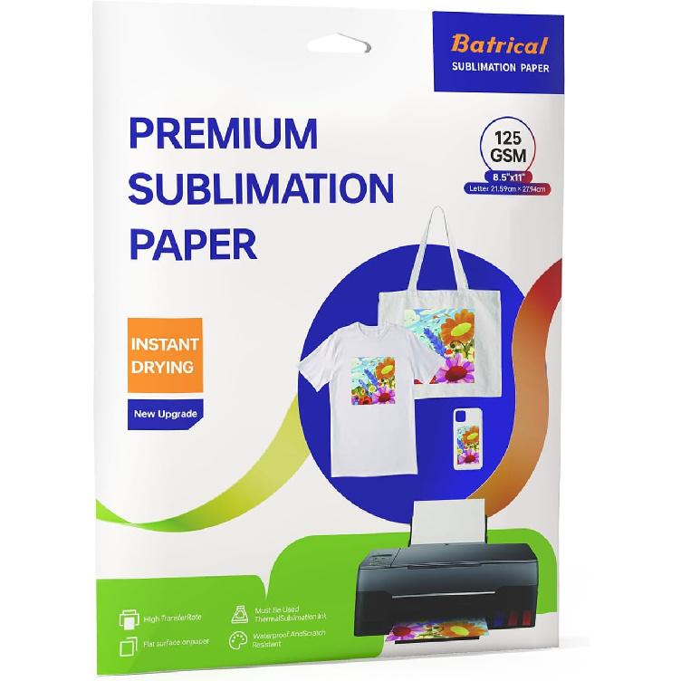 Sublimation Paper 30 Sheets Heat Transfer Paper 8.5x11 inch Compatible with Inkjet Sublimation Printer 125g