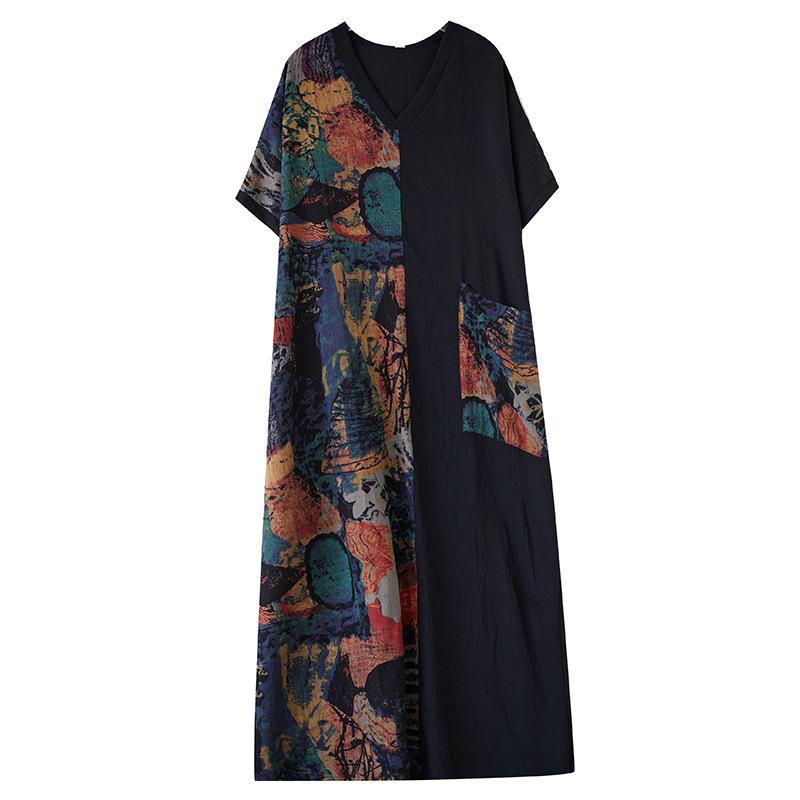 Short Sleeve Oversized Cotton Vintage New In Dresses for Women Casual Loose Maxi Long Summer Dress Elegant Clothing