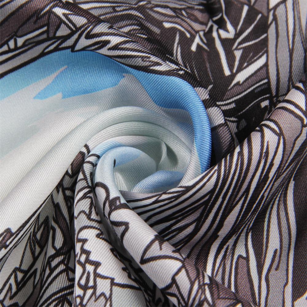 Silk Scarf Women  Print Square Scarves Geometric Horse Silk Foulards Femme Wraps Beach Shawl Bandana Lady Hijabs 90CM