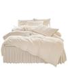 Thickened bed four-piece set milk fleece solid color bed skirt crystal fleece high gram weight quilt cover student dormitory three-piece set