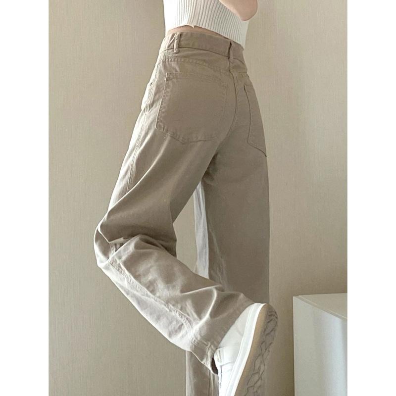 Damen Jeans Hohe Taille Vintage Gerade Baggy Denim Hose Streetwear Amerikanischer Stil Mode Lässig Weites Bein Denim Hose