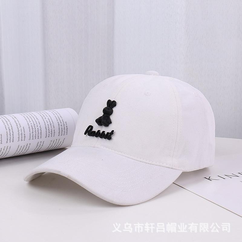 

Бейсболка Grinding для мужчин и женщин с мягким верхом, модная солнцезащитная кепка, корейская версия, повседневная универсальная шляпа от солнца с изображением кролика Adjustable белый