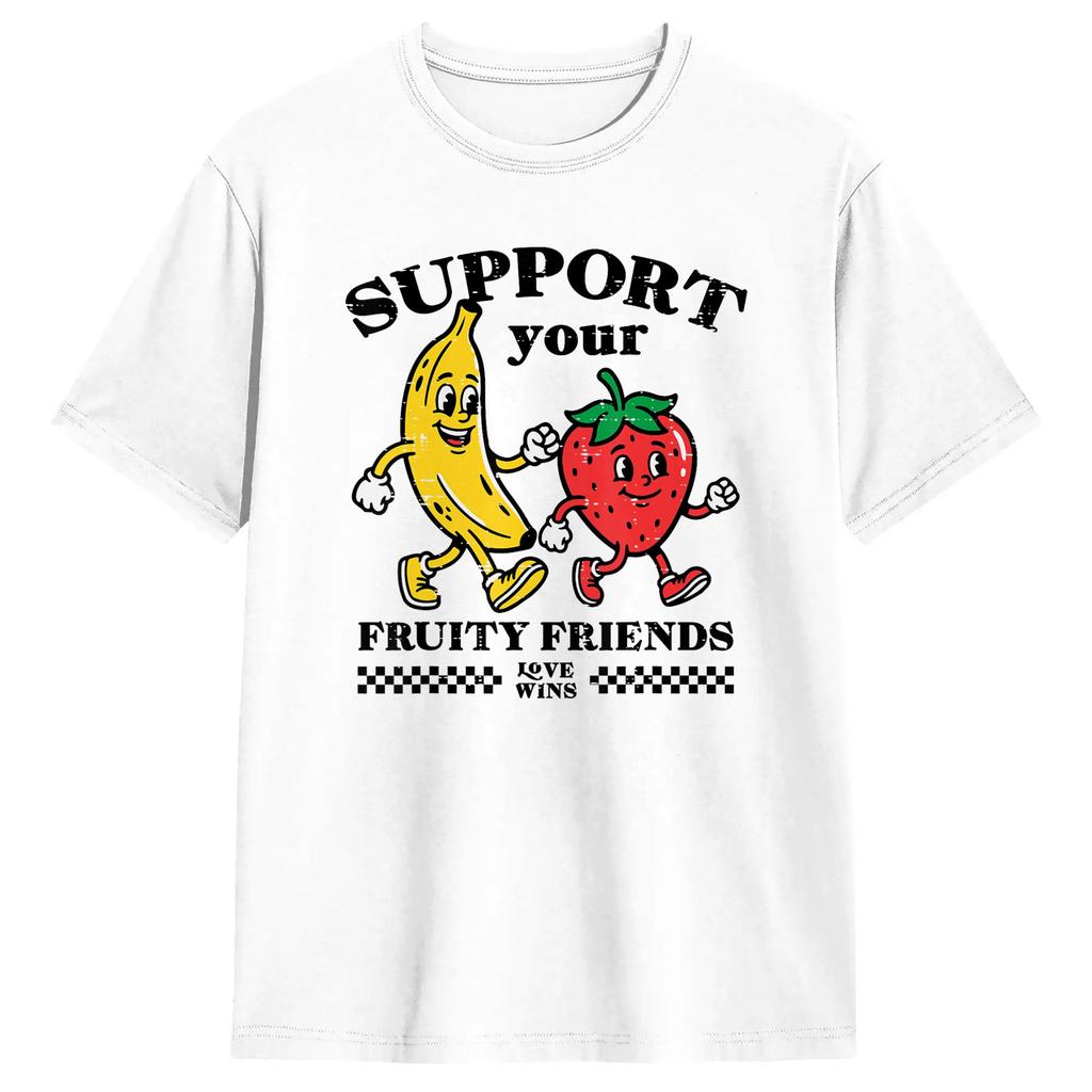 Support Your Fruity Friends Lgbtq Tolerance Rainbow Flag T Shirt Unisexs Classic Tshirts Summer Crew Neck Harajuku Tee Shirt