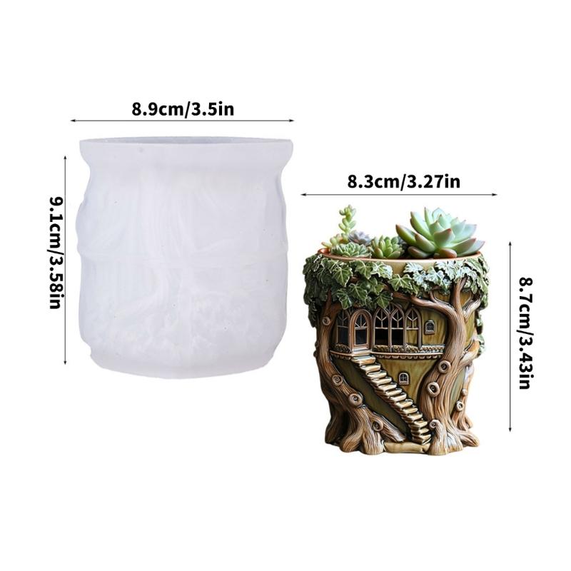 Silicone Tree House Planter Mold For Resin Cement Crafts DIY Jewelry Making Decorative Container Flowerpot Mold