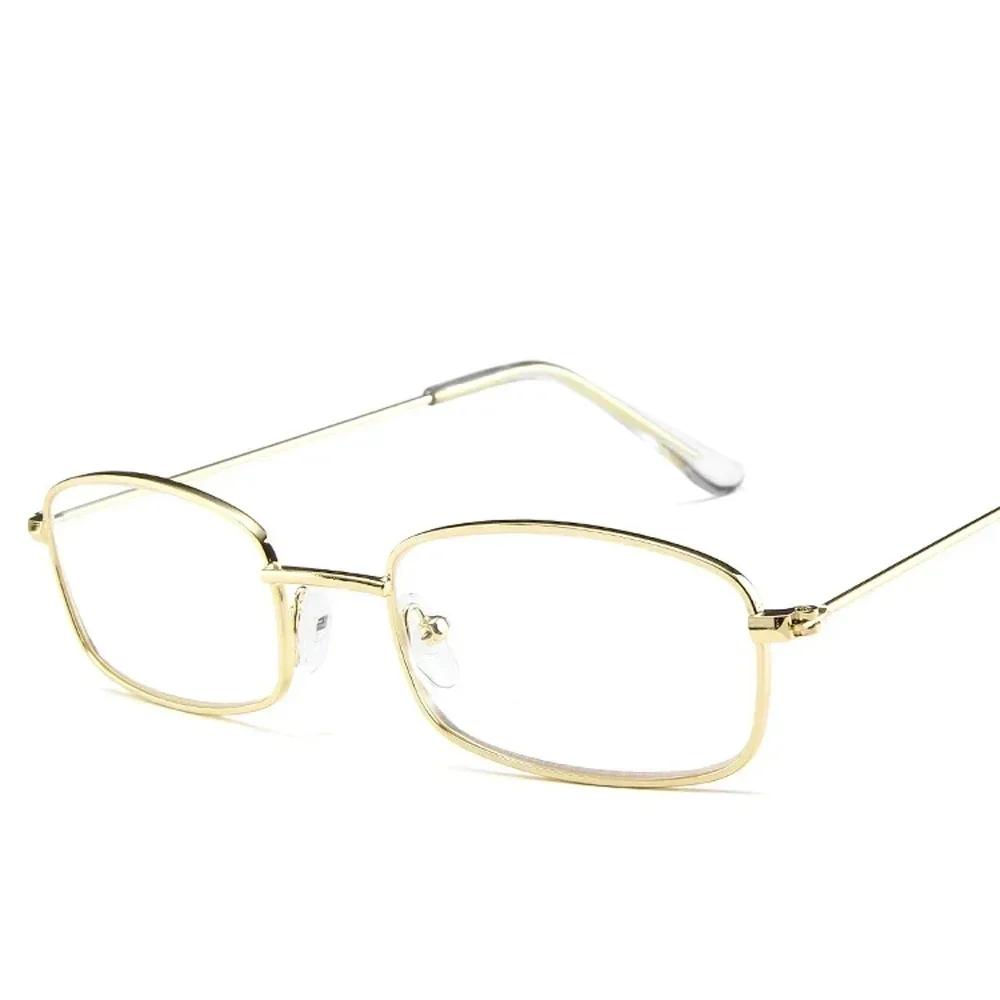 For Female XaYbZc Unisex Small Retro Sun Eyewear Rectangle Sunglasses Male Alloy Metal Frame Eyewear Outdoor Clear Lens Sun Eyewear